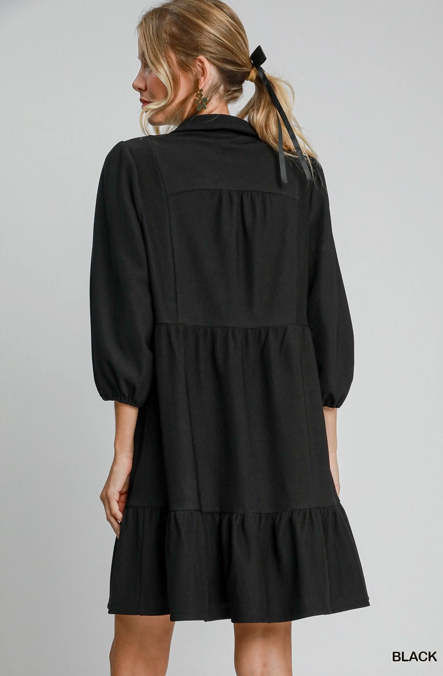 Tiered Ribbed Knit Mini Dress