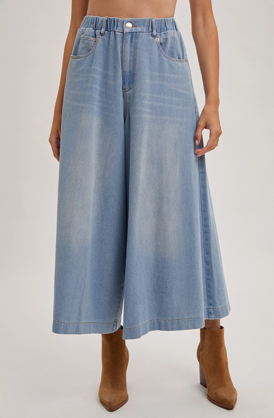 Denim Wide Leg Crop Jeans