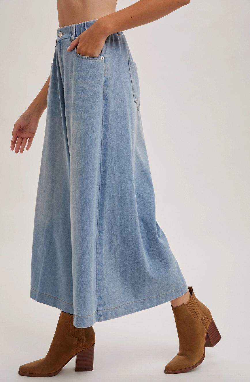 Denim Wide Leg Crop Jeans