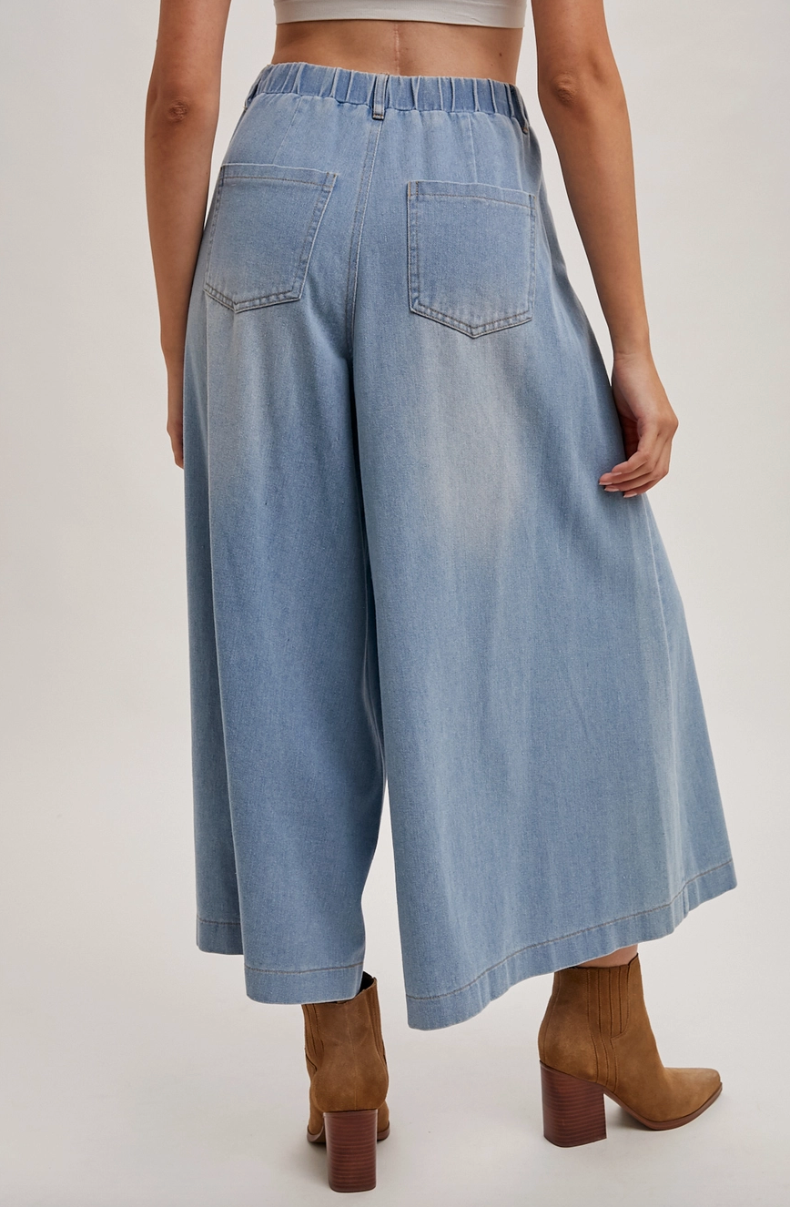Denim Wide Leg Crop Jeans
