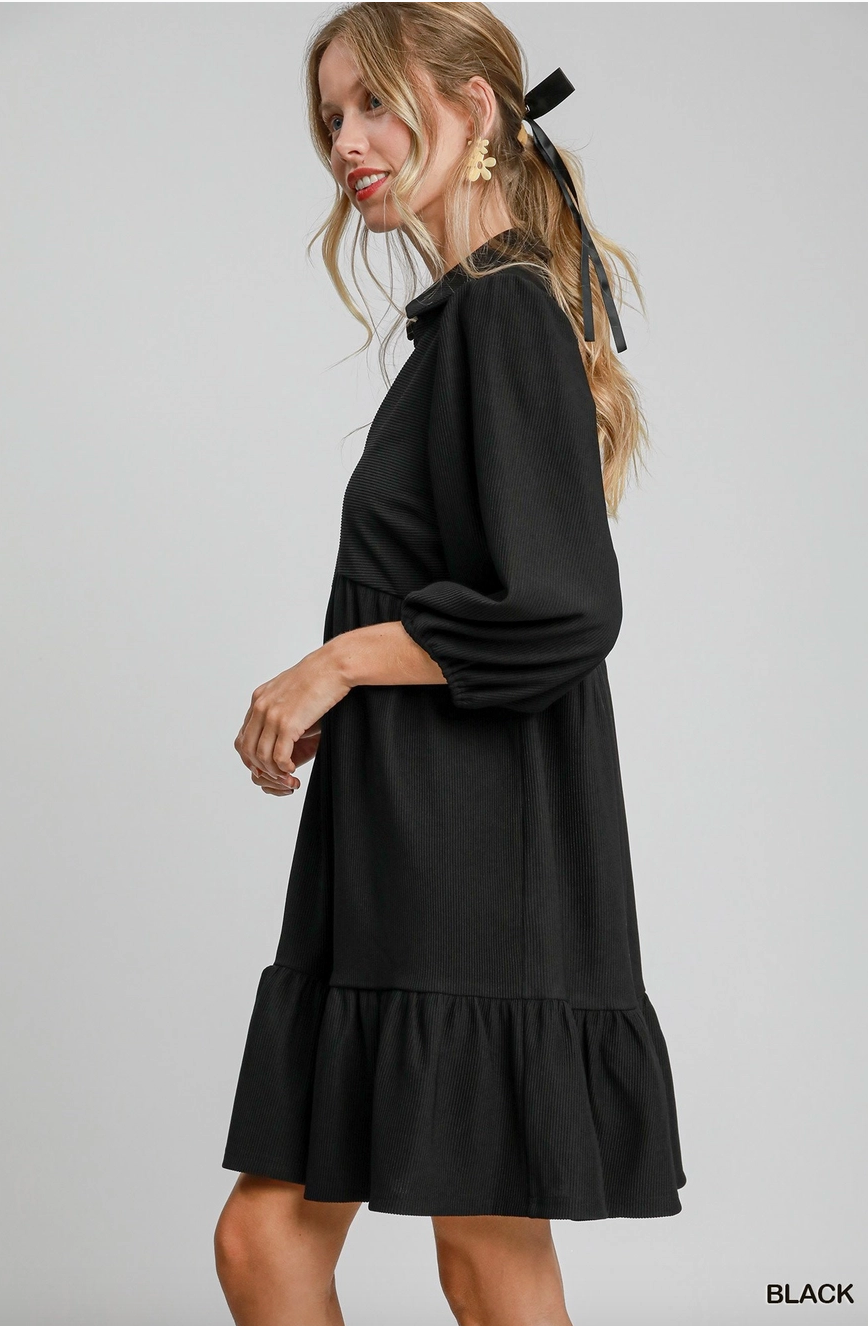 Tiered Ribbed Knit Mini Dress