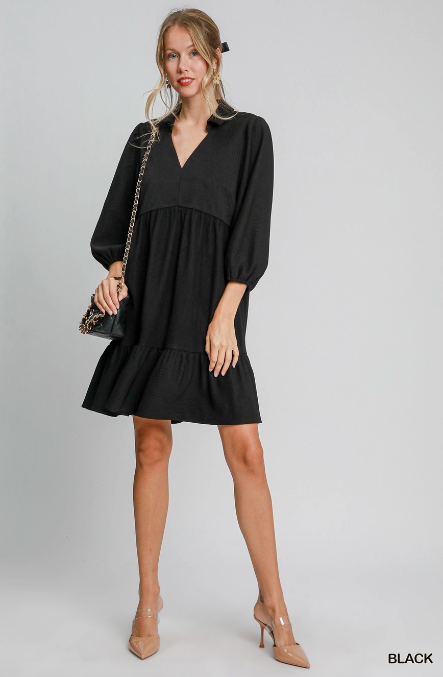 Tiered Ribbed Knit Mini Dress