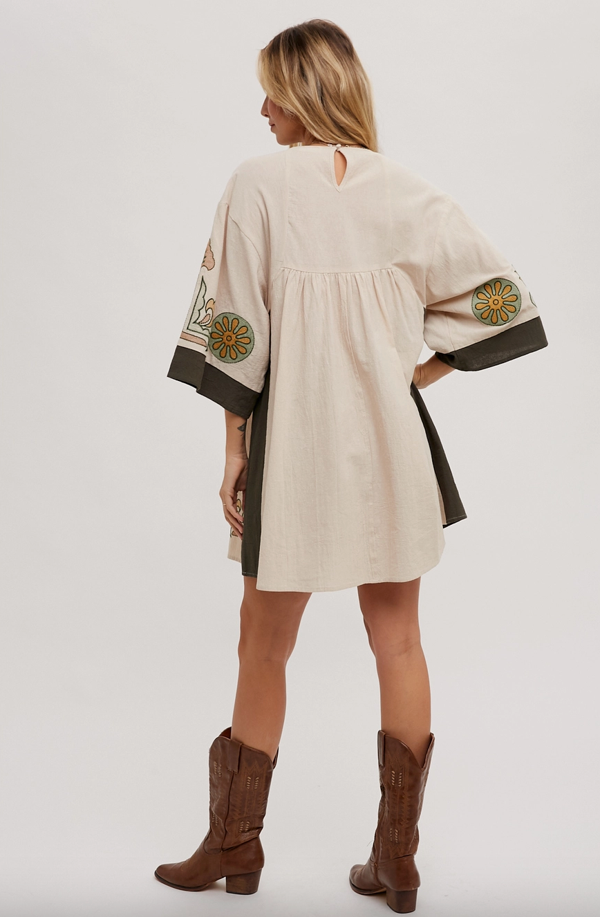 Boho Embroidered Babydoll Dress